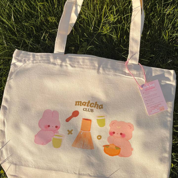 Matcha Club Zippered Tote Bag for wholesale by madebyshania