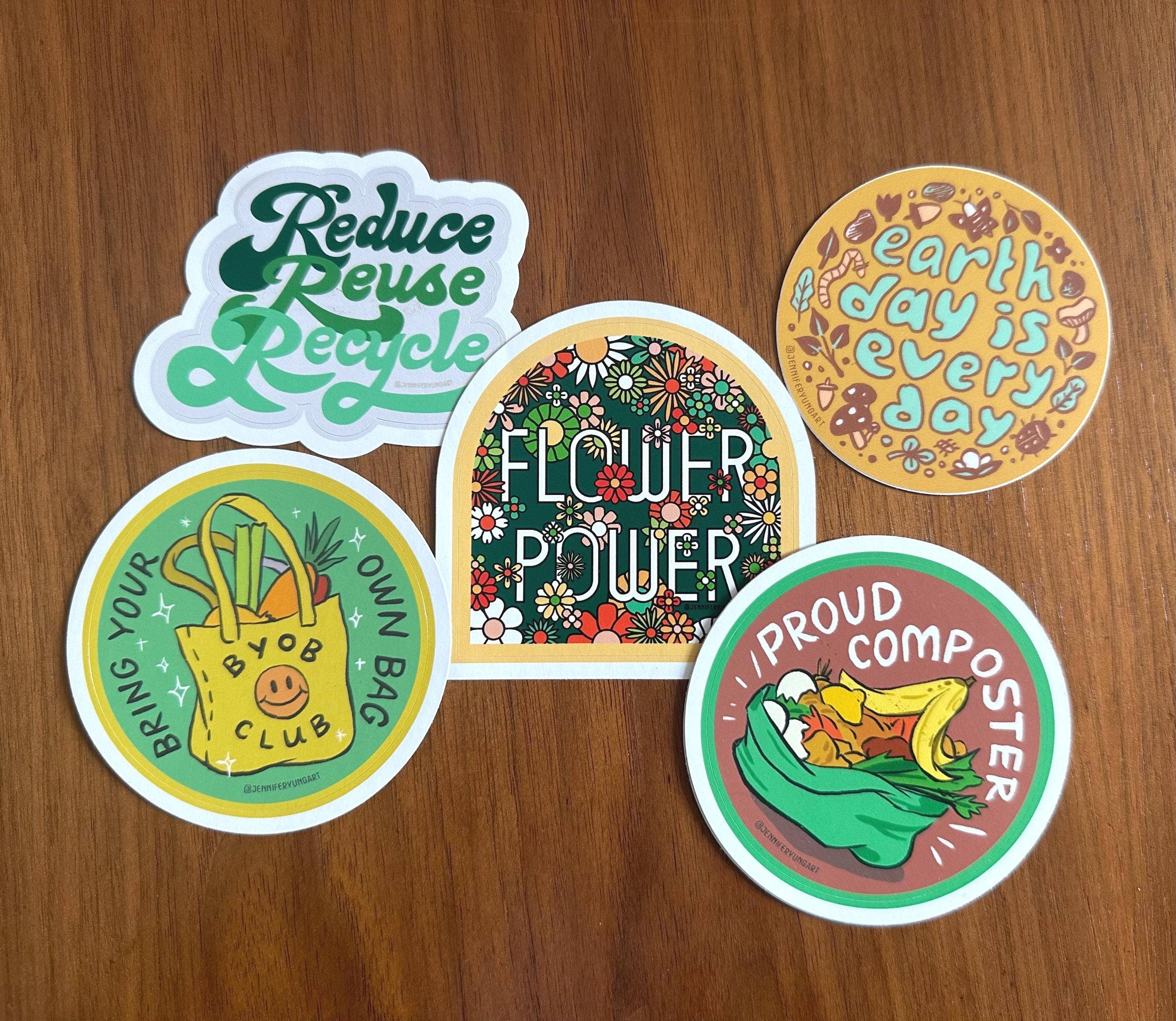 Jennifer Yung Art - Wholesale Sticker - Eco-Lover Sustainable Recycle Compost Earth Day Sticker Set0