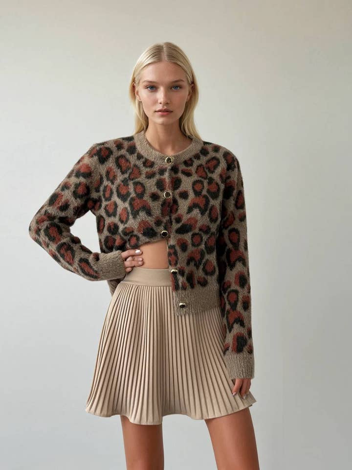 Mohair Leopard Cardigan for wholesale by Anaz