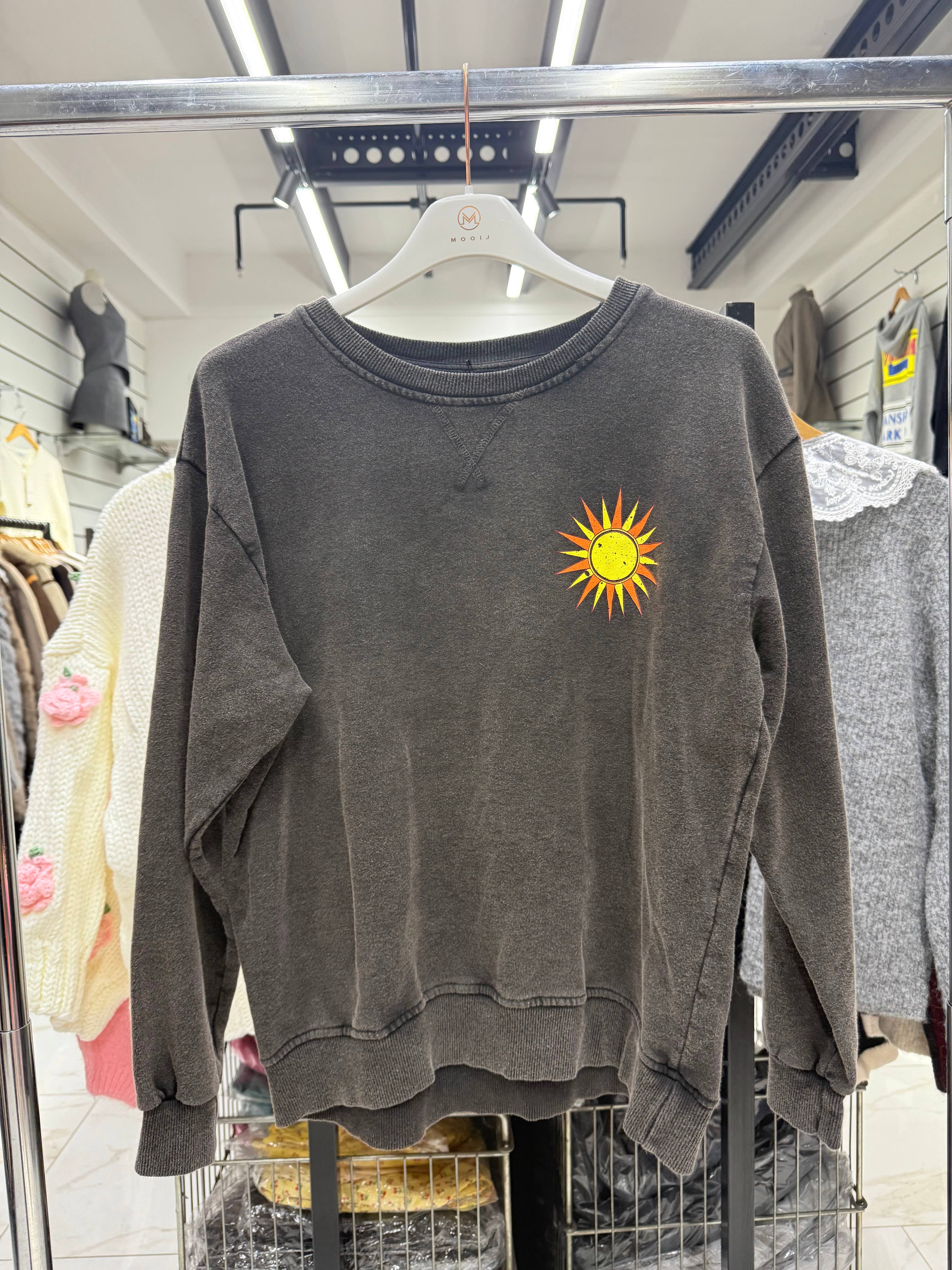 Chilli Girl Collection - Wholesale Sweatshirt - Women's - Round neck faded wash sweatshirt with Sunshine print 4