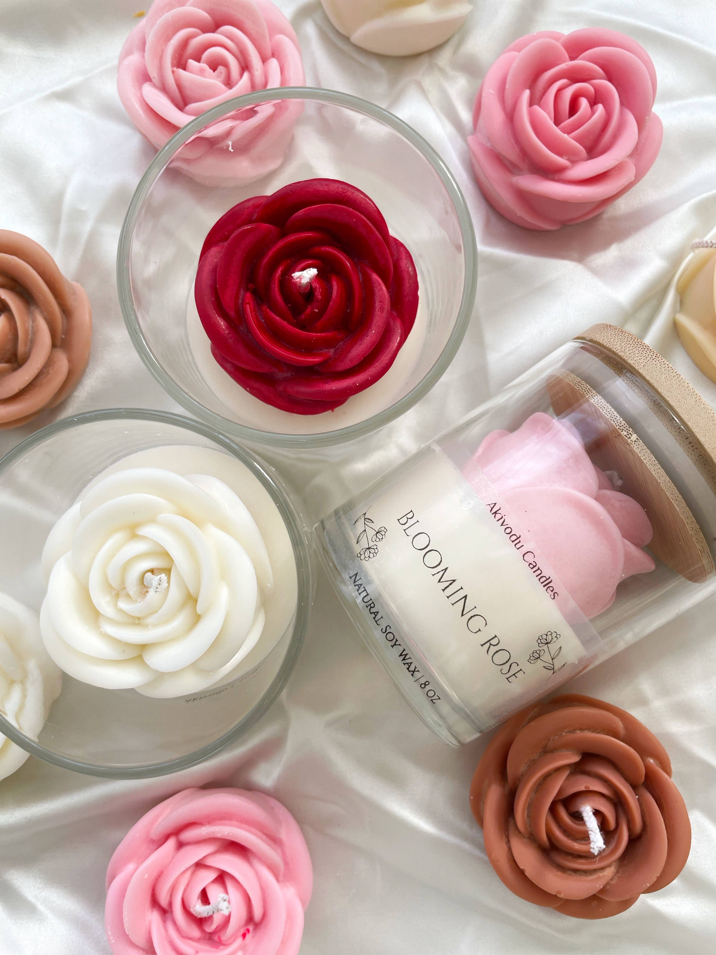Akivodu Candles – Velas de decoração por atacado – Vela Blooming Rose 227 g - Multicolorida, fragrância floral