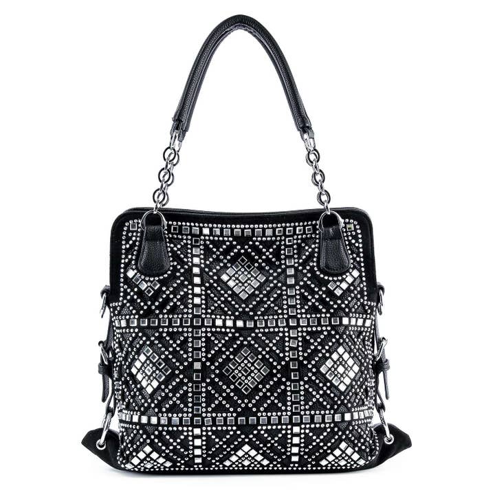 Black Dazzling Rhinestone Fashion Handbag for wholesale on Faire