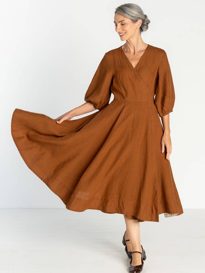 Gaia - Vestido Envolvente de Lino para venta al por mayor de Son de Flor