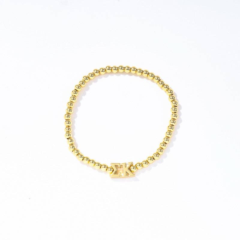 Color Shout - Wholesale Beaded Bracelet - B211 - Sorority: Gold Beaded Bracelet with Greek Letters on Stretch Cord16