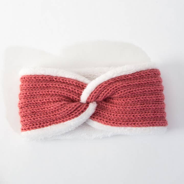 Winter Headband Elsa Twist Knit Sherpa Lined for wholesale by Howard's