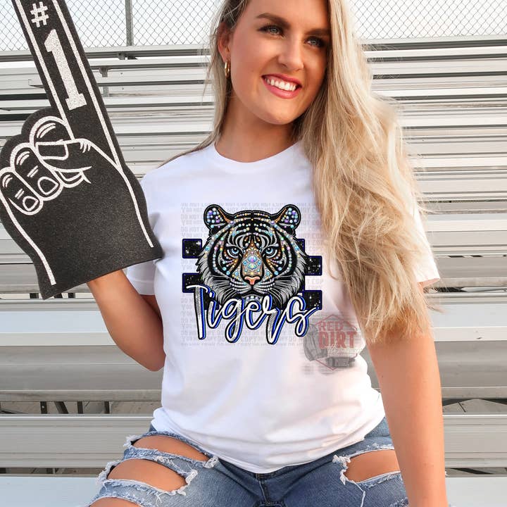 Red Dirt Transfers - Wholesale Sublimation Transfer - Tigers Faux Rhinestones DTF Transfer | Trendy School Spirit DTF Transfer | Ready to Press | High Quality DTF Transfers | Fast Shipping