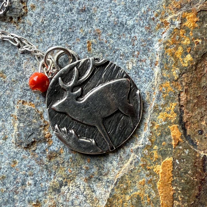 Wild Mountain Silver - Vente Colliers à pendentif - Pendentif Élan Rustique Occidental en Argent5