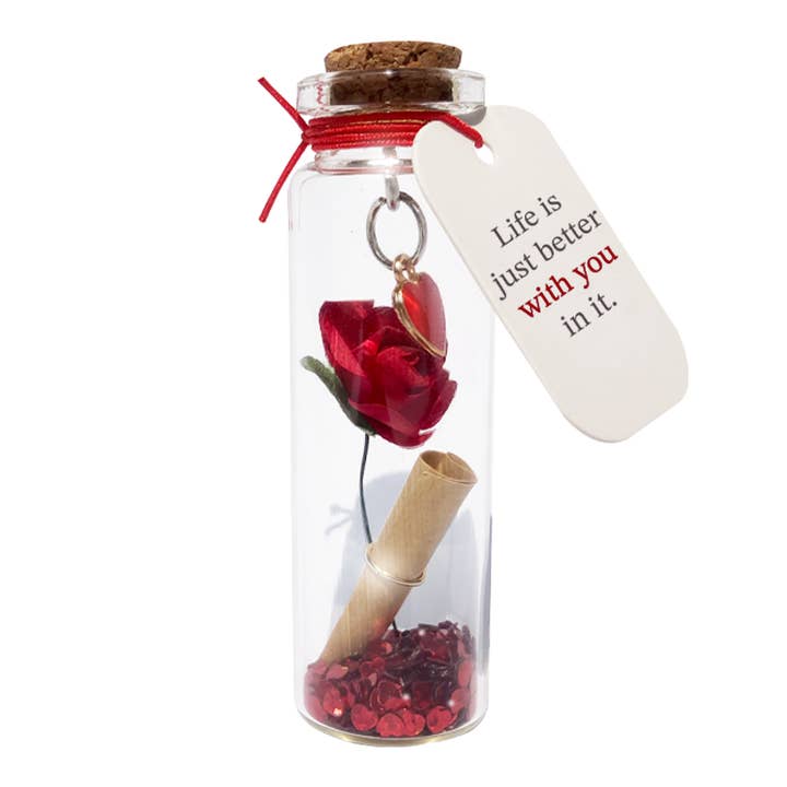 Novelty Brands - Wholesale Gag Gift/Novelty Gift - Rose with Message of Love in Mini Bottle Assortment Display1