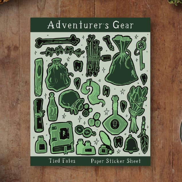 Forest Dweller Adventurer's Gear Sticker Sheet for wholesale by Tied Fates
