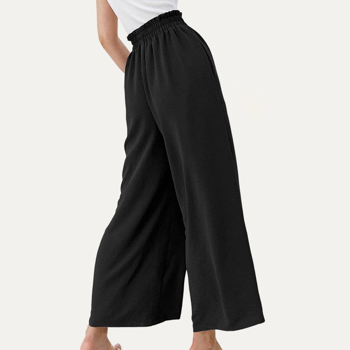 The Moment Collection - Vente Pantalon – femme - Pantalon large à taille haute pour journées décontractées et décontractées13