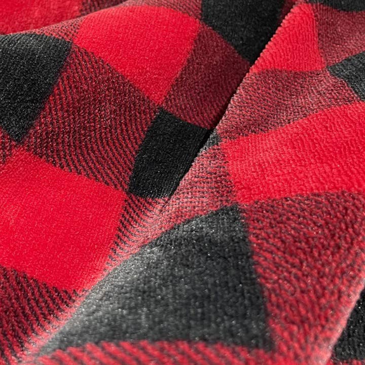 Red classic plaid checker fluffy fleece sofa throw blanket for wholesale on Faire2