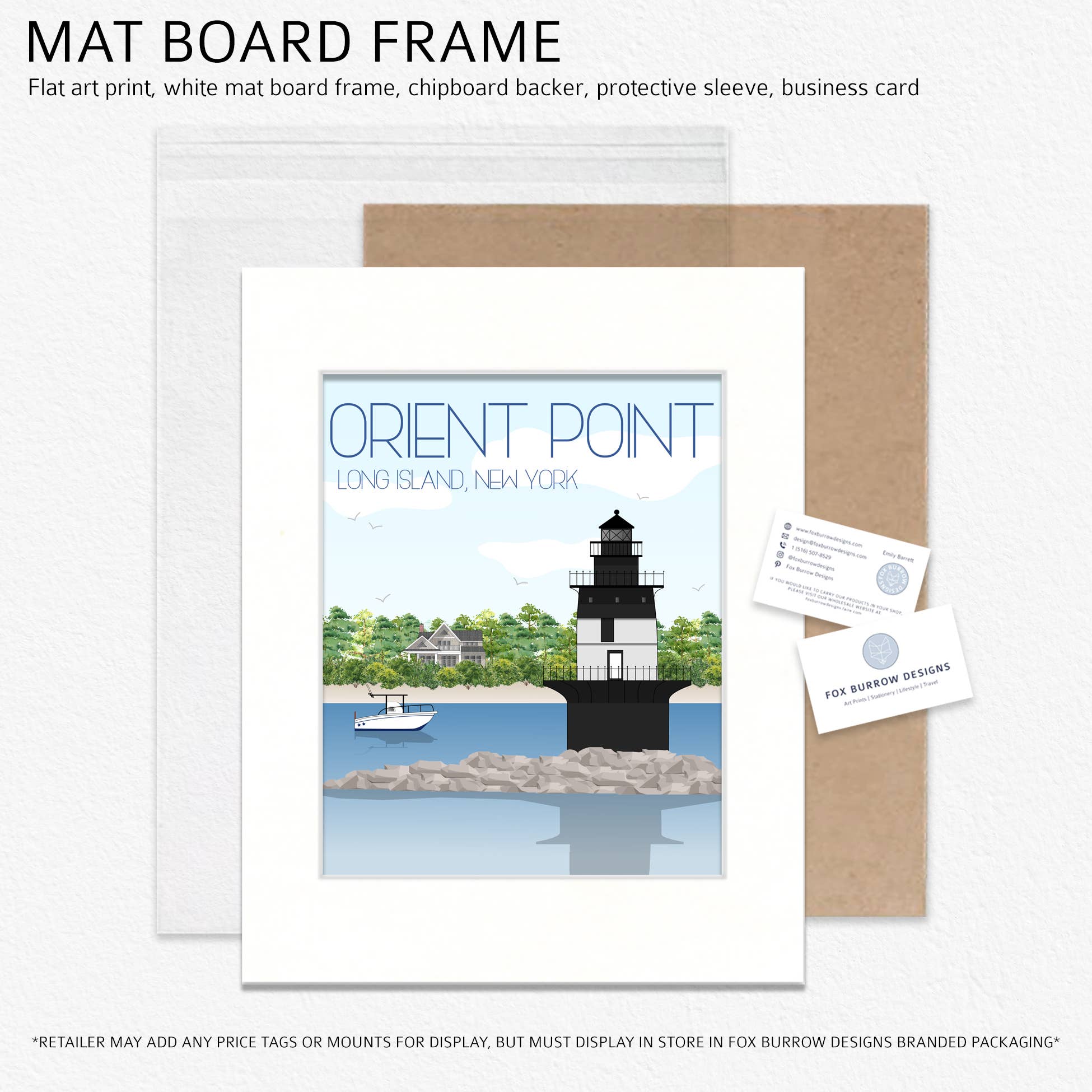 Fox Burrow Designs - Vente Affiche d'art - Impression de voyage de Long Island - Orient Point4
