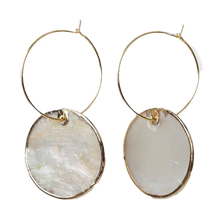 Earrings, Capiz Shell-Circle, Beach Jewelry for wholesale by Lenny & Eva
