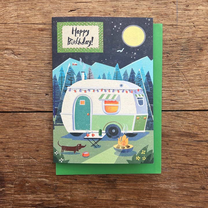 Happy Birthday Retro Outdoors Caravan Birthday Card for wholesale by Rocket 68