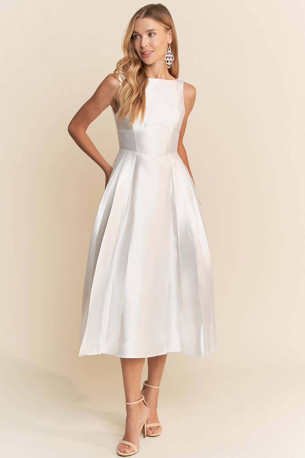 Maniju – Engroshandel Kjole - Dame – Taffeta midi-kjole med lommer6