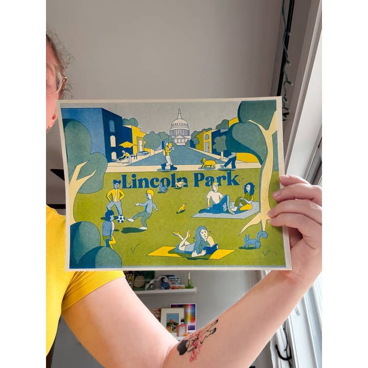 By Danielle Witten - Wholesale Art Print - Lincoln Park Risograph Art Print (Washington, D.C. Parks)2