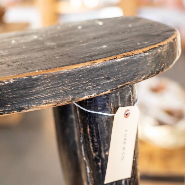 Luxe B Co - Wholesale Stool - Senufo Stool Bench Black Reclaimed Elm Wood Large5