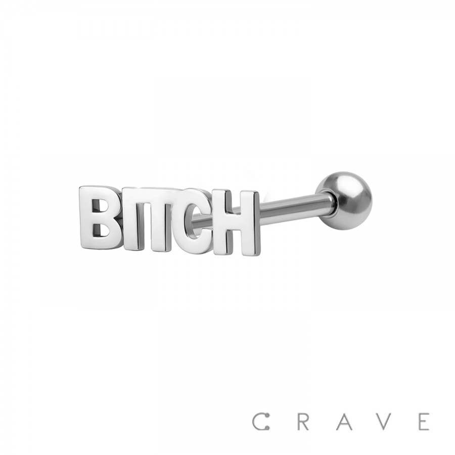 CRAVE – wholesale Tongue ring – 316L SURGICAL STEEL BITCH WORD TONGUE BARBELL0
