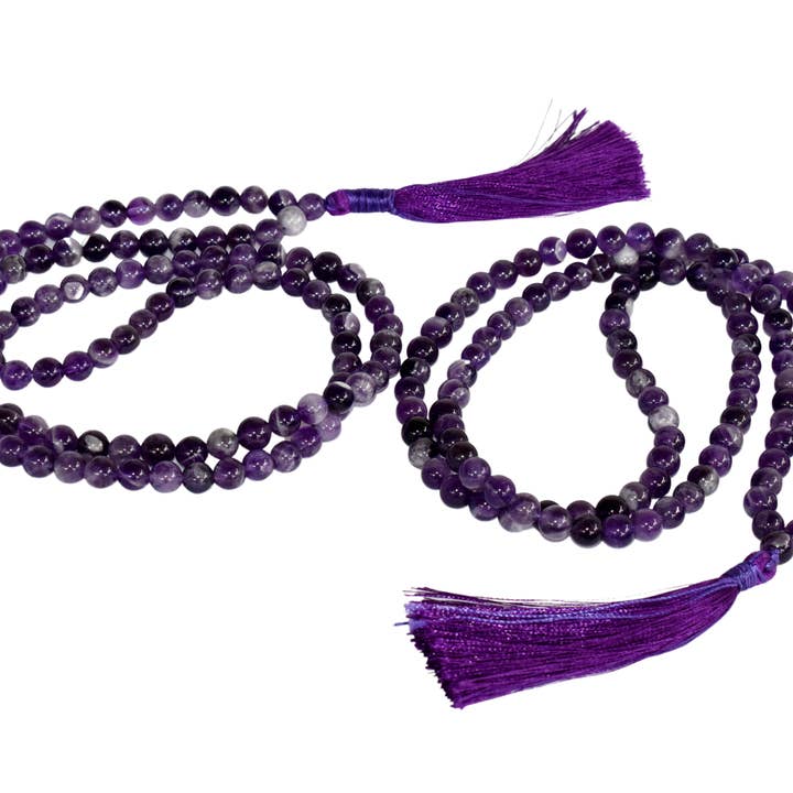 Soothing Crystals - Wholesale Prayer Beads Necklace - Gemstone Mala | Amethyst | 108 Prayer Beads Mala | Jap Mala