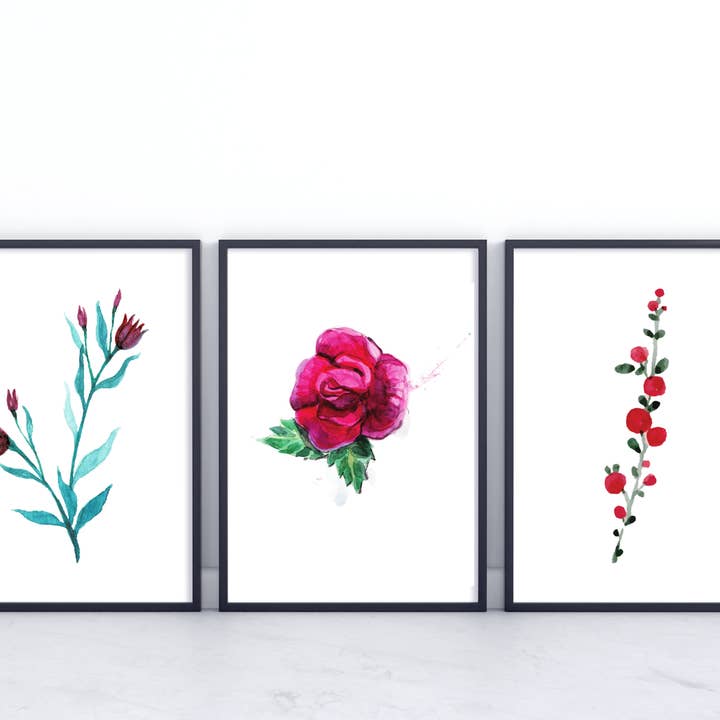 Set van 3 prints met winterbloemen voor wholesale door EK Print and Design