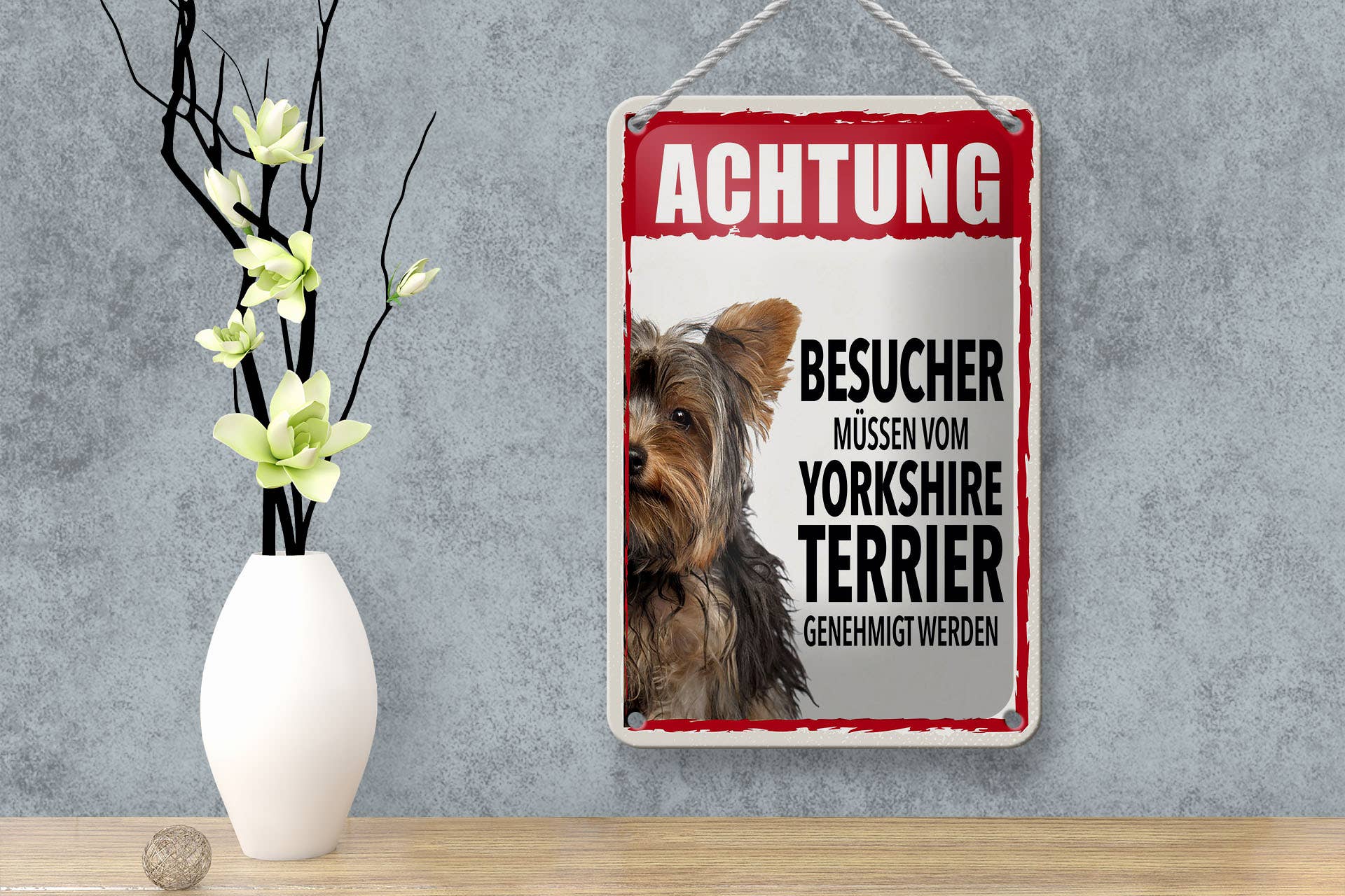 Femer - Wholesale Sign - Tin sign 12x18cm Attention Yorkshire Terrier2