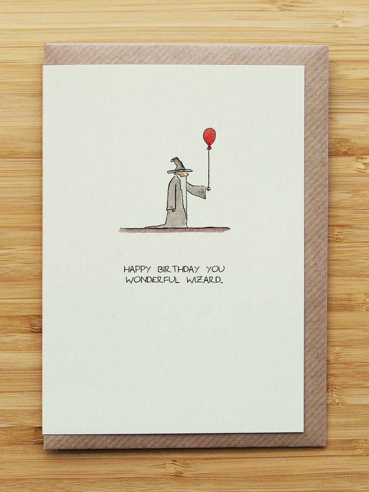 Wizard Birthday Card - Wonderful - Harry Potter - Recycled for wholesale by RossJDesigns
