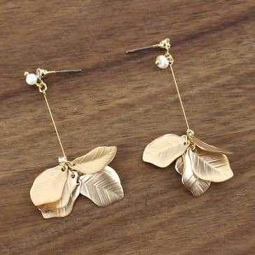 E25240 Freshwater Pearl/Rhinestone Adorned Leaf Drop Earring for wholesale by Pretty Persuasions