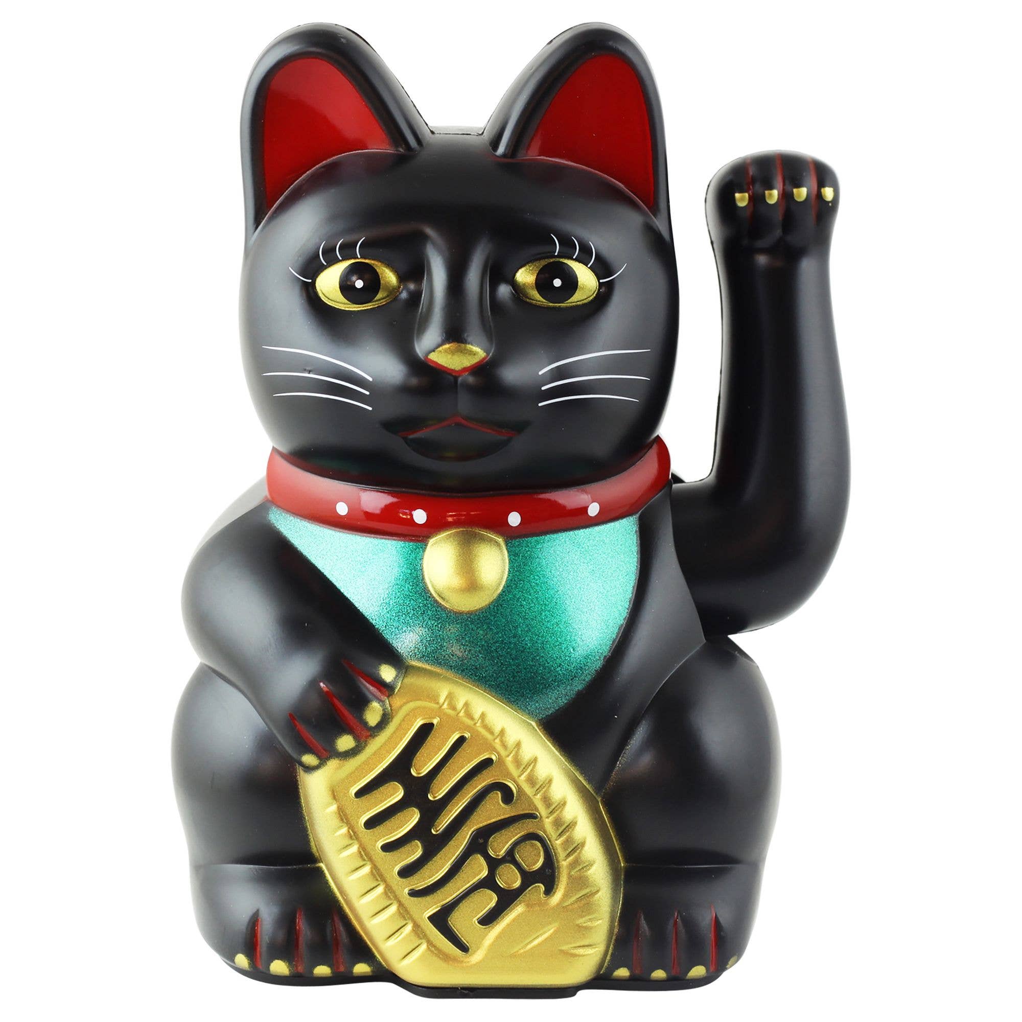 Tribal Trade GmbH - Venta al por mayor Figura decorativa - Gato de la suerte Maneki-neko negro de 15 cm que mueve la pata0