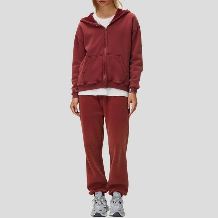 Conjunto de Hoodie e Calças de Fato de Treino em Moletom Lavado Batik por atacado de WONDERXFANS