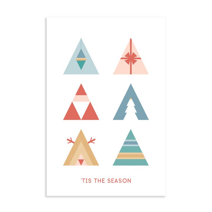 Triangles de Noël classiques : ensemble de cartes postales de vacances pour la vente par and the moon will rise