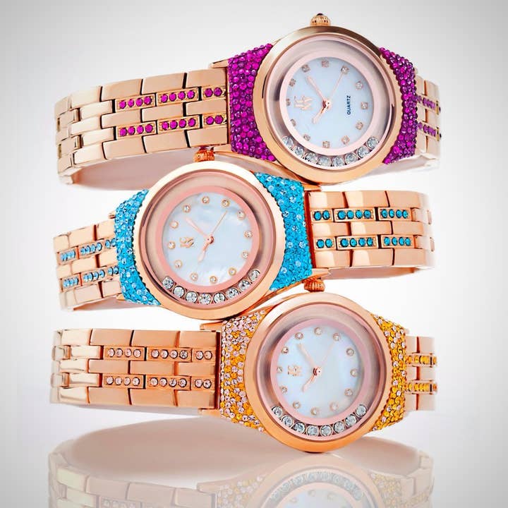 MONACO - WJ765 FLYDENDE DIAMANT RUSTFRIT STÅL UR for engroshandel hos Jimmy Crystal New York