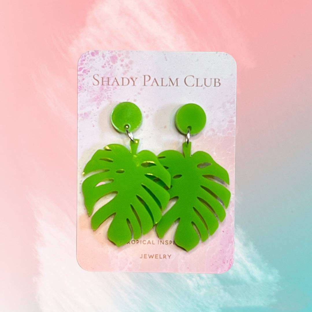 The Tiny Umbrella - Wholesale Dangle Earrings - Monstera Leaf Earring1