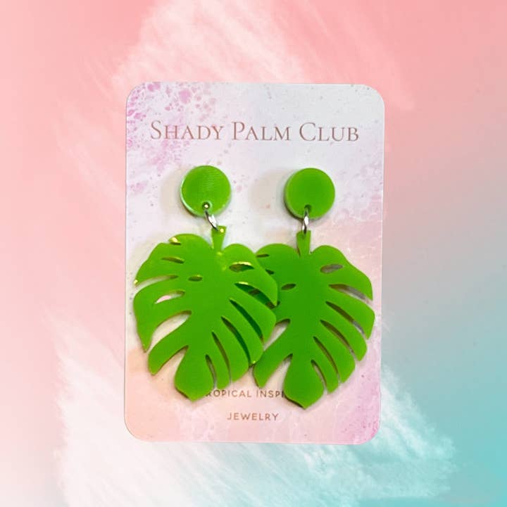 The Tiny Umbrella - Wholesale Dangle Earrings - Monstera Leaf Earring1