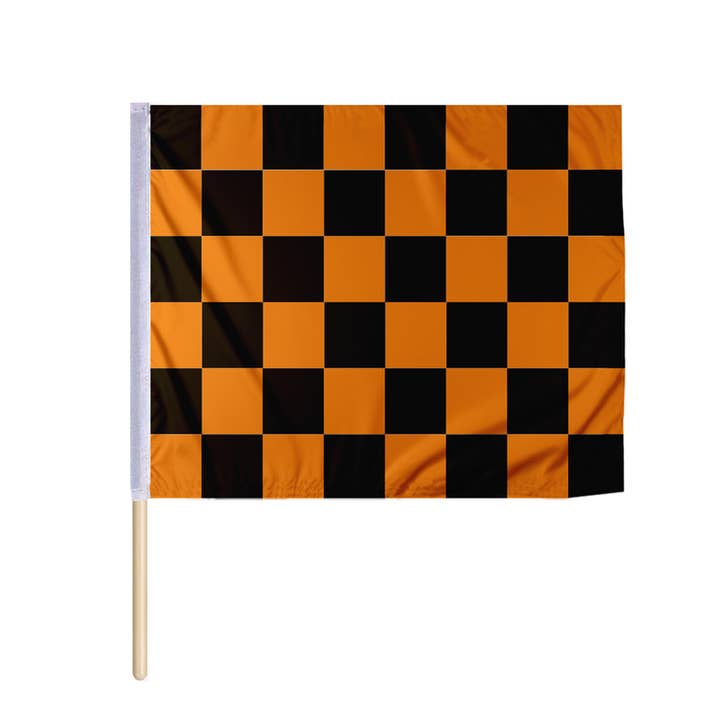 AGAS Black Orange Checkered Nylon Racing Flag 30x30 inch for wholesale by AGAS MFG INC