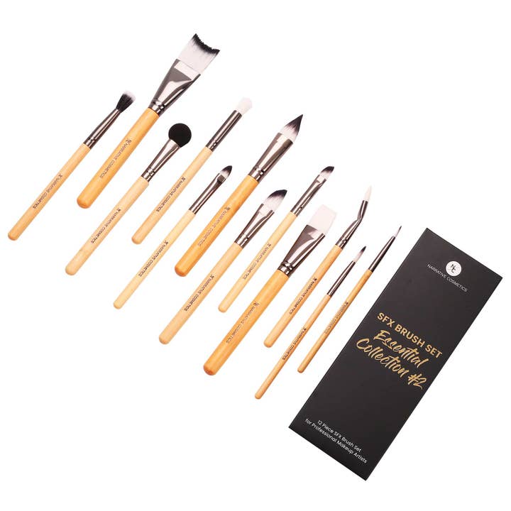 Narrative Cosmetics - Wholesale Makeup Brush Set - Essential SFX Makeup Brushes for SFX Makeup Artists for Film, Theater, and Halloween - Collection #2
