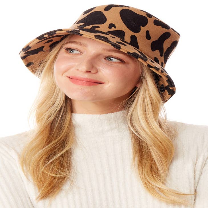 Wholesale Women's Cow Print Bucket Fisherman Hat for your store