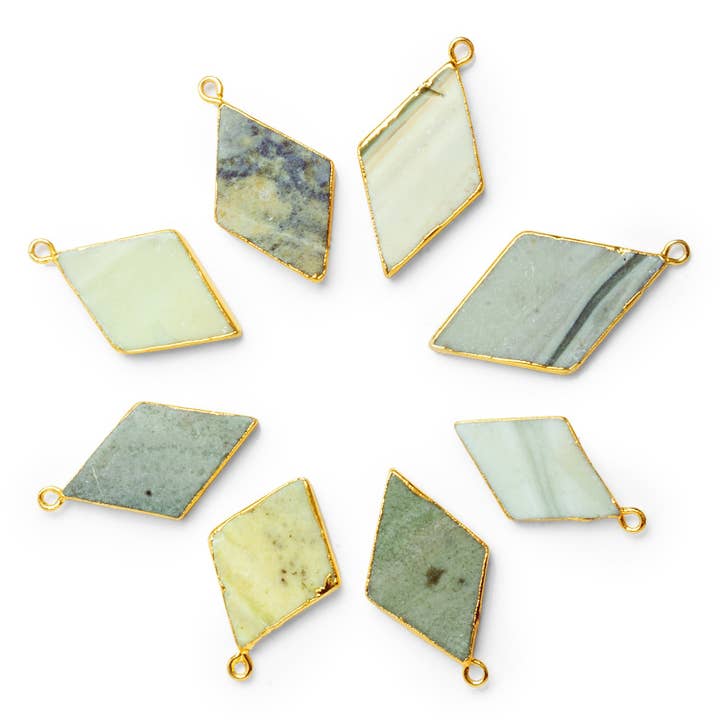 35x18mm Gold Leafed Serpentine Diamond Pendant 1 Bead for wholesale by The Bead Traders