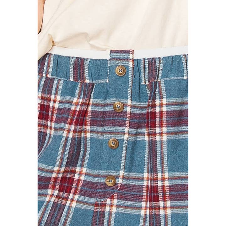 SKYLAR ROSE - Wholesale Pants - Women's - Flannel Plaid Pajama Boxer Wide Leg Lounge PANTS1