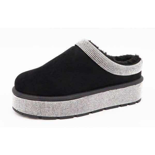Andrea Bijoux - Wholesale Mules - Women's - Rhinestone Platform SLIP ON Fuzzy fur