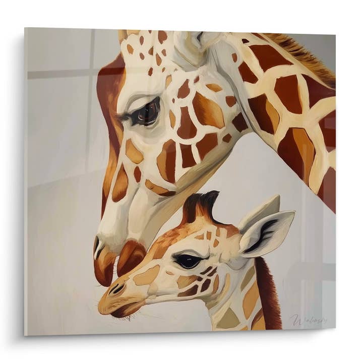 Giraffe and Her Calf Painting - Maternal Tenderness - African Animals Edition for wholesale by Walensky