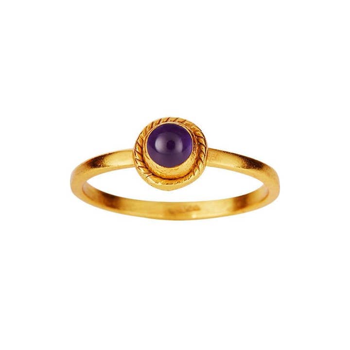 Juulry – wholesale Solitairering – Silver Flätad Ring med ametist