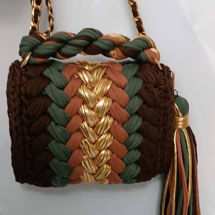 CHQEL - Wholesale Clutch Bag - Women's - CHQELMetallic LeatherClutch Bag Women Handmade Crochet Purse1