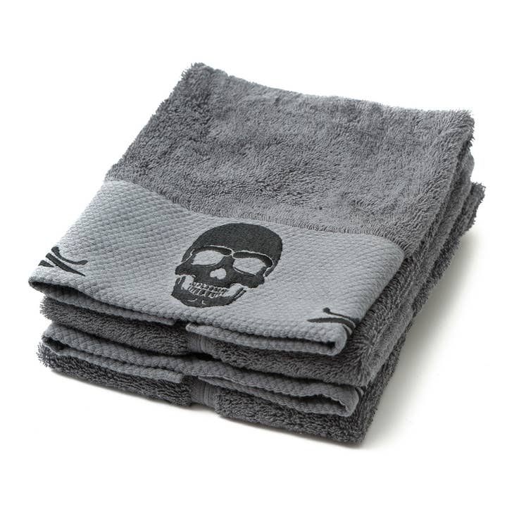 Zapps Clothing - Wholesale Hand Towel - Skullistic Gothic Skull Embroidery Hand Towel Set