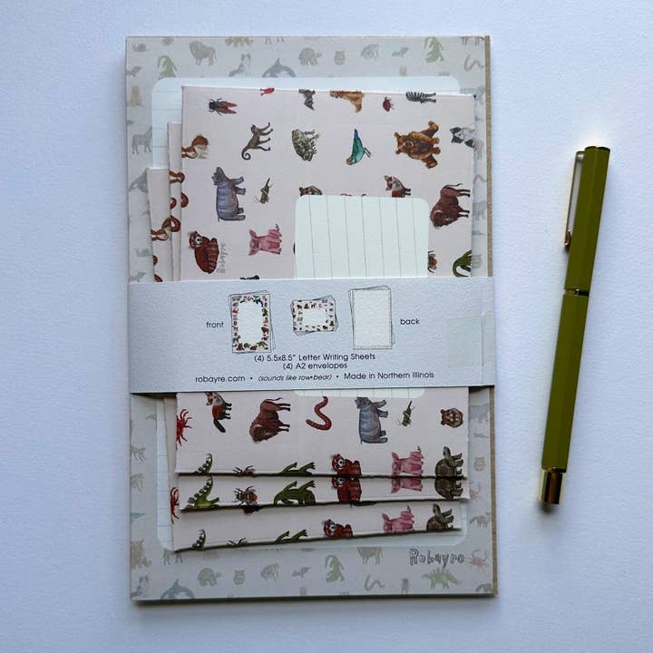 Robayre - Wholesale Stationery/Notecard Set - Animal Illustration Stationery Letter Paper and Envelope Set4