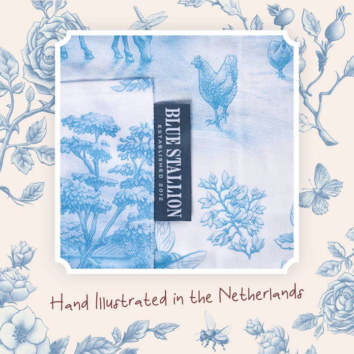 Blue Stallion Farm - Wholesale Apron - BLUE FARM TOIL APRON & 2X TEA TOWELS SET3