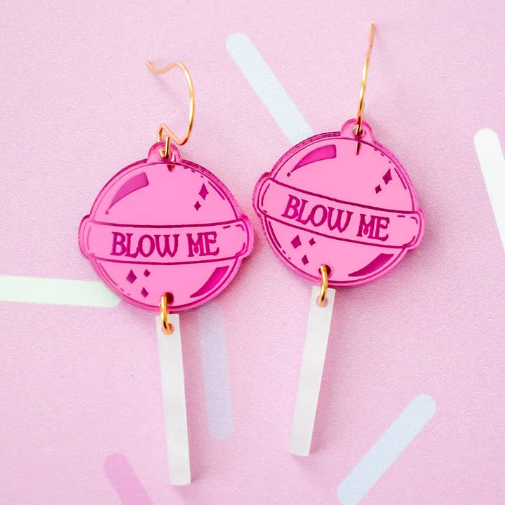 Pink Lollipop Earrings, Funny Earring, Candy Dangle for wholesale by Momenti di Vita