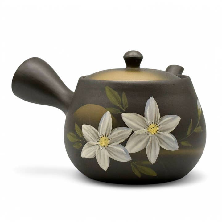 Inoue Tea – wholesale Tea pot – Kaiga Hana Black Tokoname-yaki Kyusu - Japanese Teapot