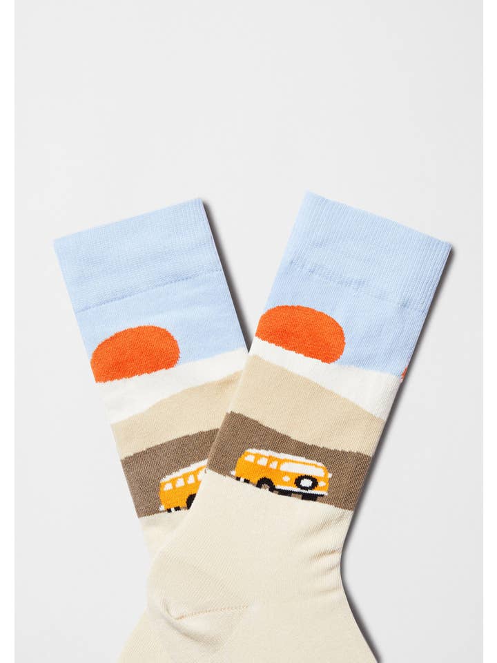 Beige BeRoadtrip - 100% Organic Cotton Socks for wholesale on Faire1