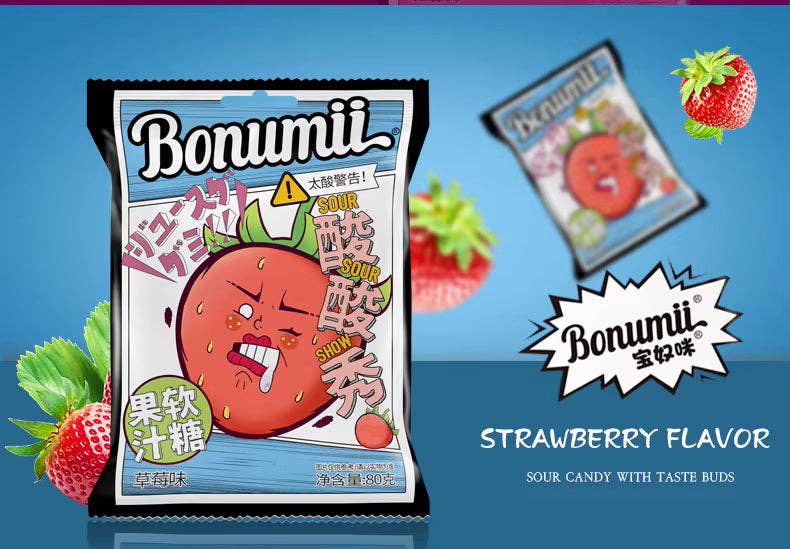 Global Bite Co - Wholesale Gummy - Bonumii Sour Show Juice Gummy – Strawberry Flavor 88g (China)0