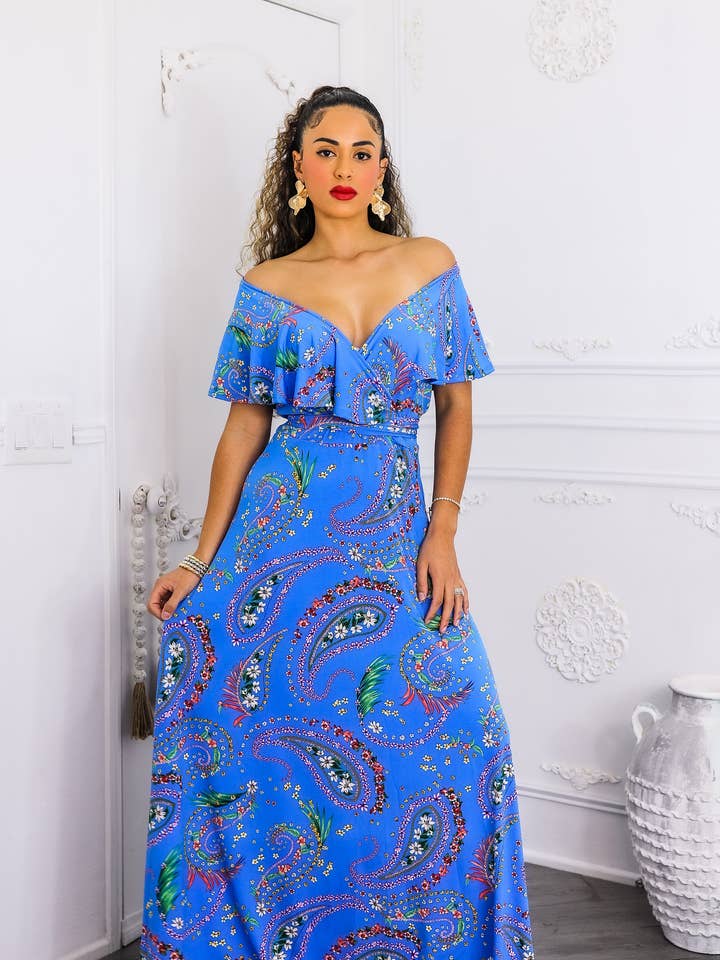 Blå Paisley Maxiklänning med eller utan axelband för wholesale av SurelyMine